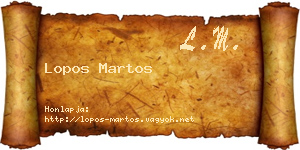 Lopos Martos névjegykártya